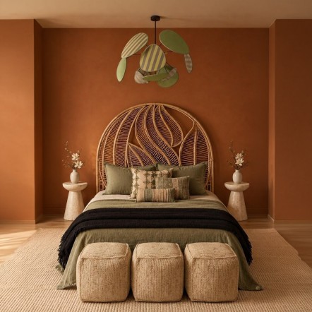 Yaprak Doğal Rattan Yatak Başlığı 180x170 cm