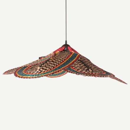 Turkana Renkli Doğal Deniz Sazı Etnik Tasarım Japon Avize 95x28 cm