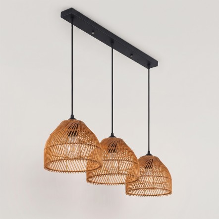 Java 3'lü Lineer Plafonyer Rattan Avize 81x160 cm